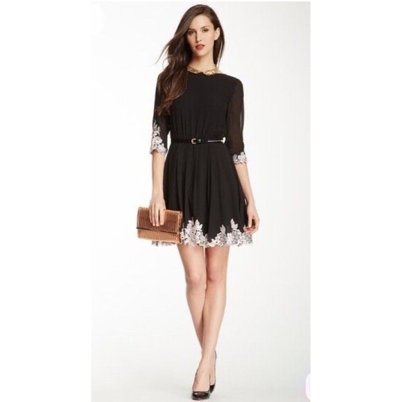 Ted Baker Dresses & Skirts - Ted Baker Feay Black Heavy Embroidered Lace Trim Fit & Flare Cocktail Dress Sz 1